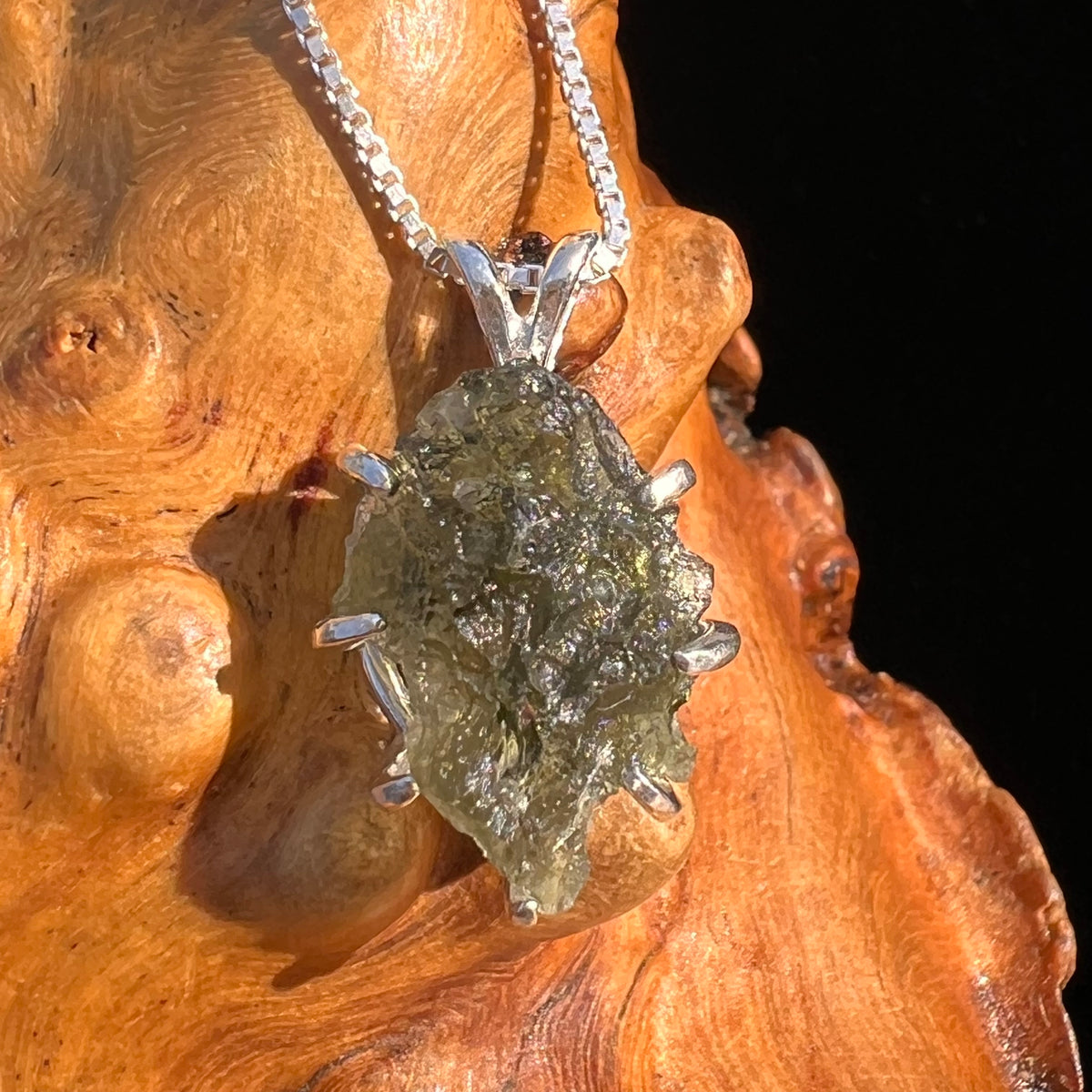 Moldavite & Herkimer Diamond Pendant Sterling #7527-Moldavite Life