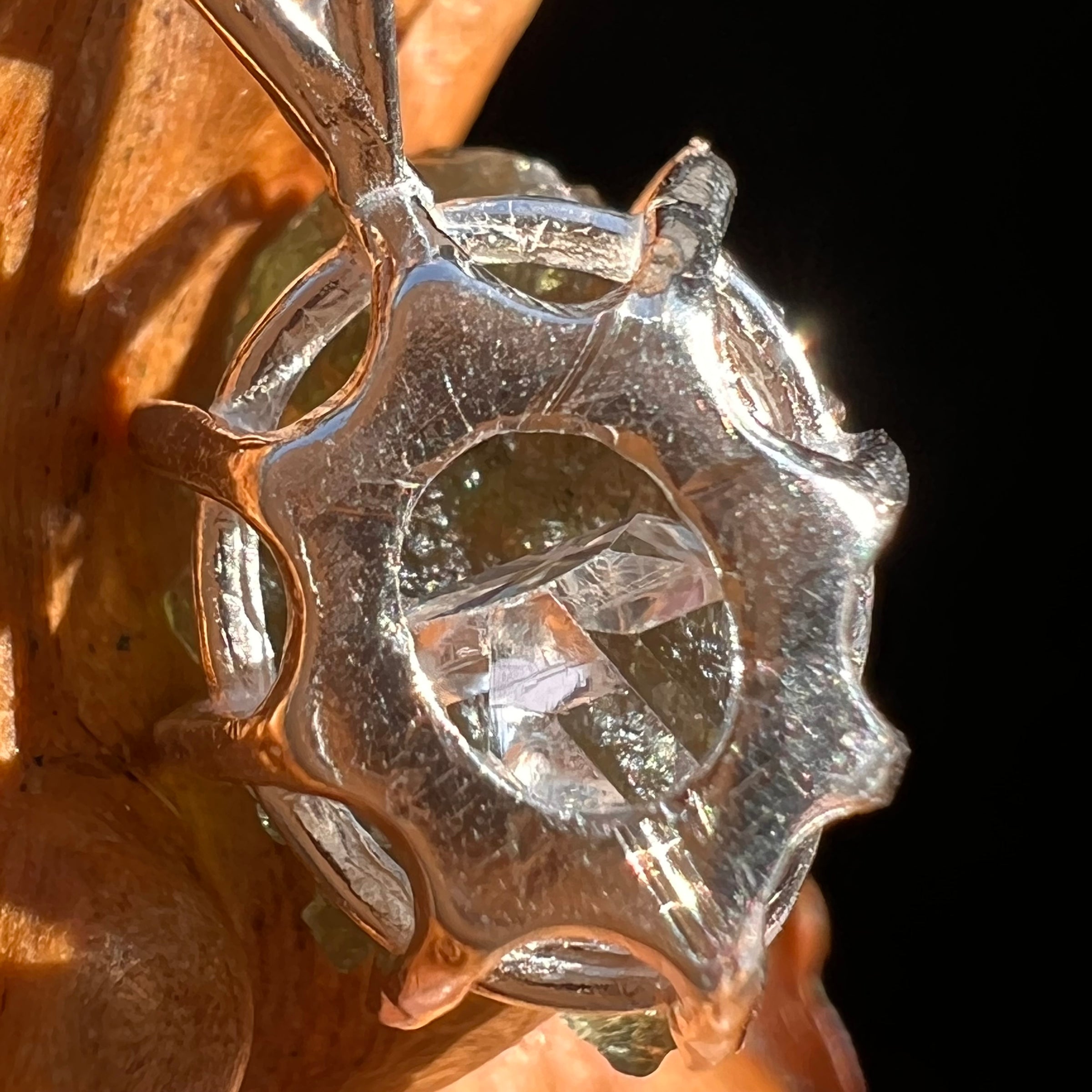 Moldavite & Herkimer Diamond Pendant Sterling #7527-Moldavite Life