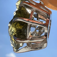 Moldavite & Herkimer Diamond Pendant Sterling #7527-Moldavite Life