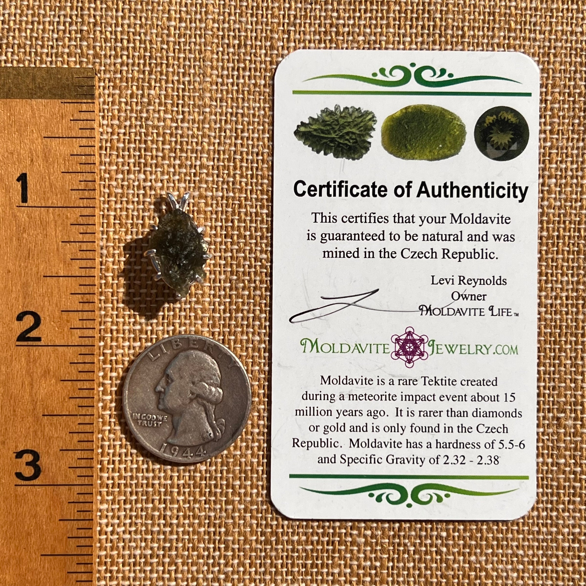 Moldavite & Herkimer Diamond Pendant Sterling #7527-Moldavite Life