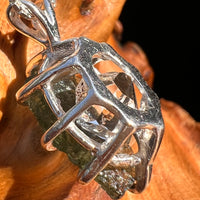 Moldavite & Herkimer Diamond Pendant Sterling #7528-Moldavite Life