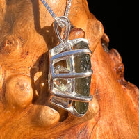 Moldavite & Herkimer Diamond Pendant Sterling #7528-Moldavite Life
