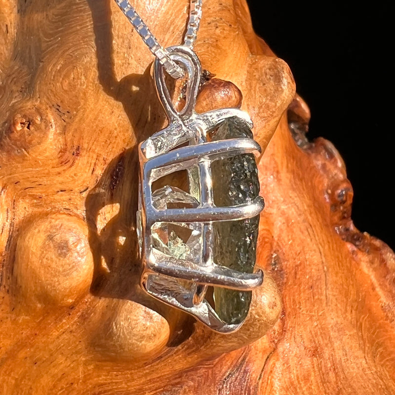 Moldavite & Herkimer Diamond Pendant Sterling #7528-Moldavite Life