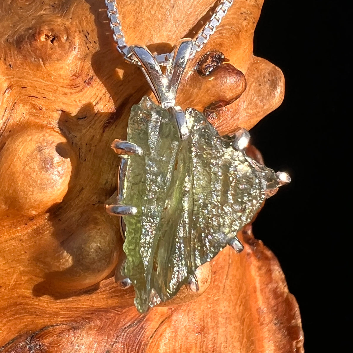 Moldavite & Herkimer Diamond Pendant Sterling #7529-Moldavite Life