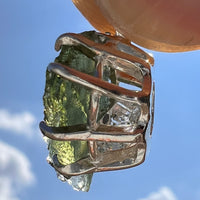 Moldavite & Herkimer Diamond Pendant Sterling #7529-Moldavite Life