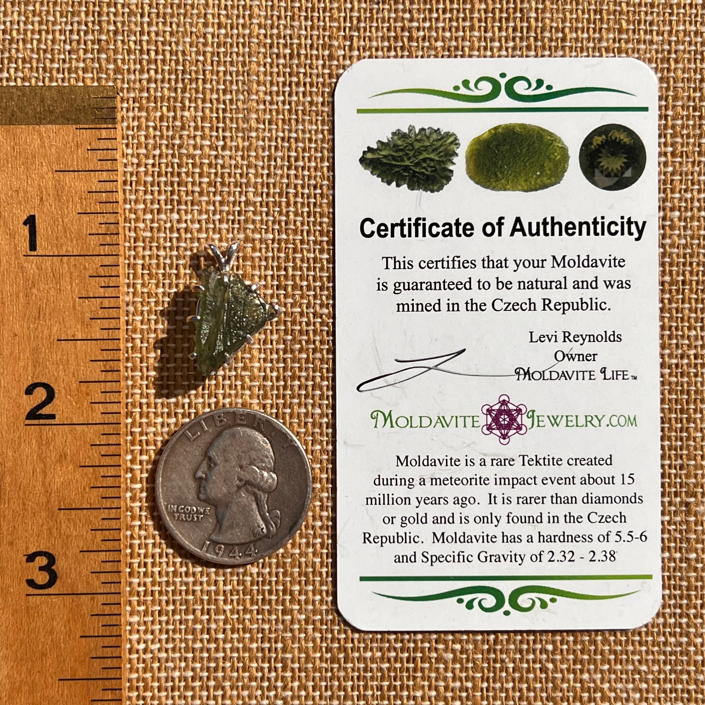 Moldavite & Herkimer Diamond Pendant Sterling #7529-Moldavite Life