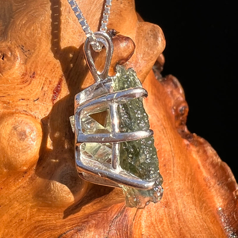Moldavite & Herkimer Diamond Pendant Sterling #7529-Moldavite Life