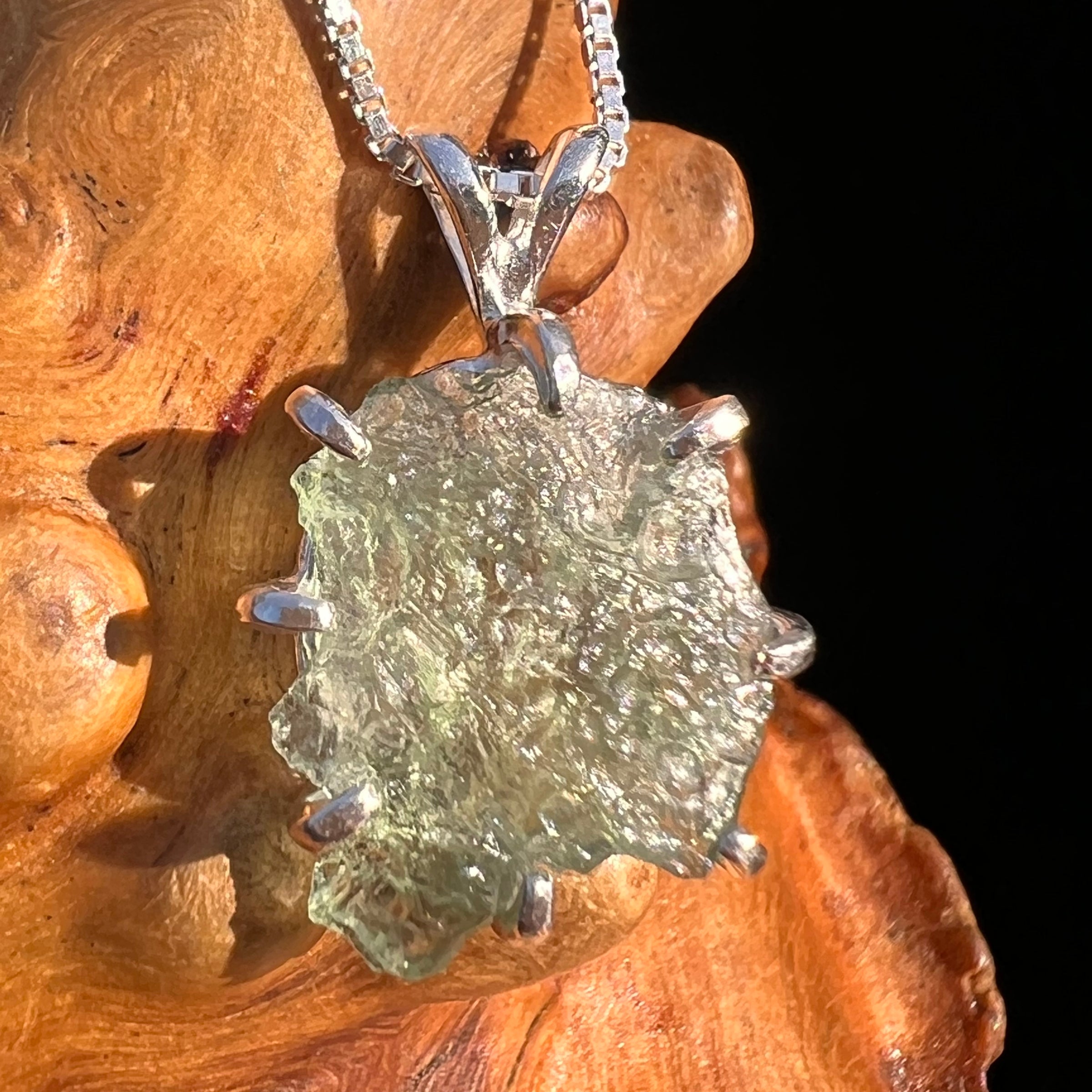 Moldavite & Herkimer Diamond Pendant Sterling #7530-Moldavite Life