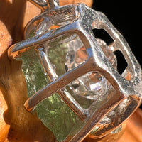 Moldavite & Herkimer Diamond Pendant Sterling #7530-Moldavite Life