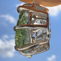 Moldavite & Herkimer Diamond Pendant Sterling #7530-Moldavite Life