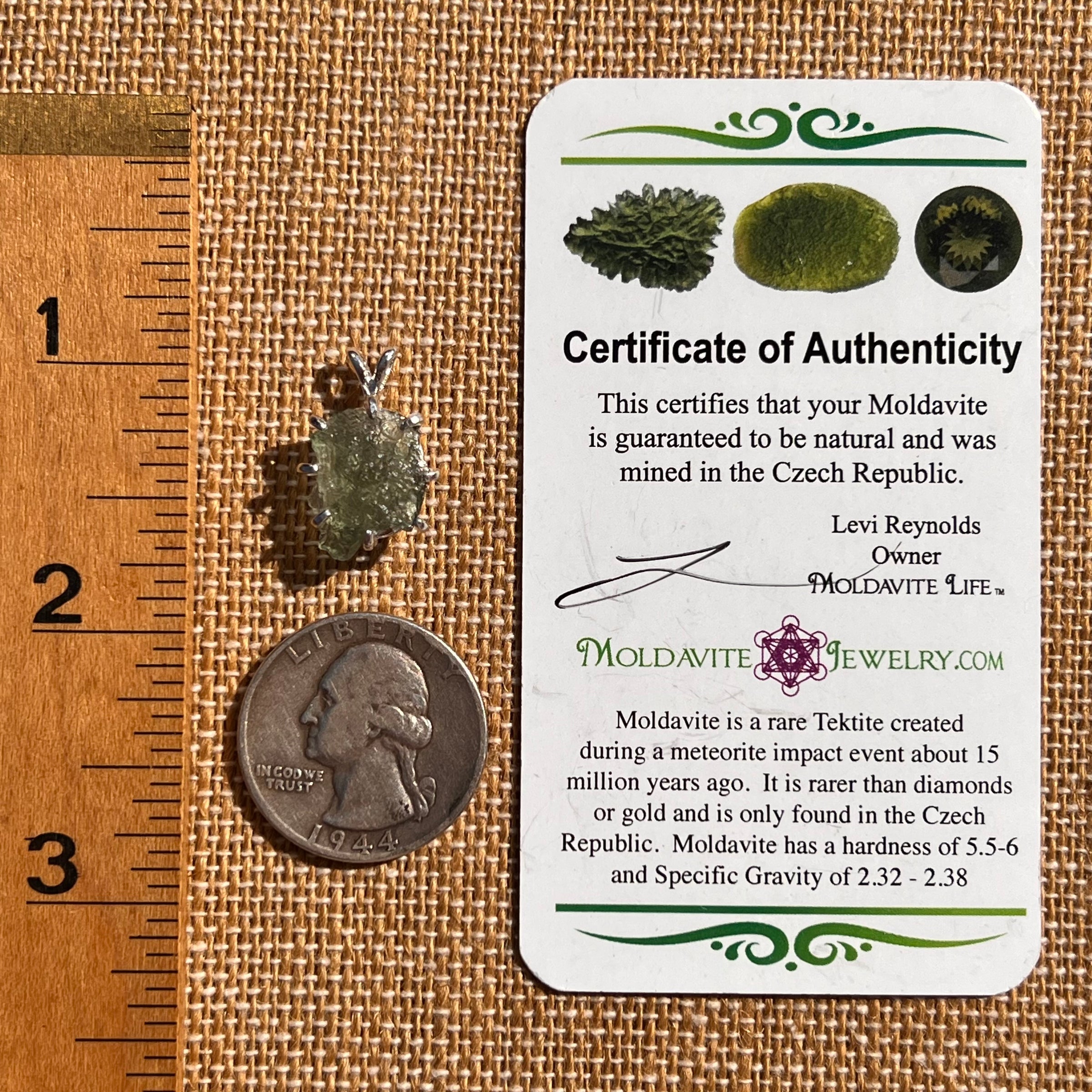 Moldavite & Herkimer Diamond Pendant Sterling #7530-Moldavite Life