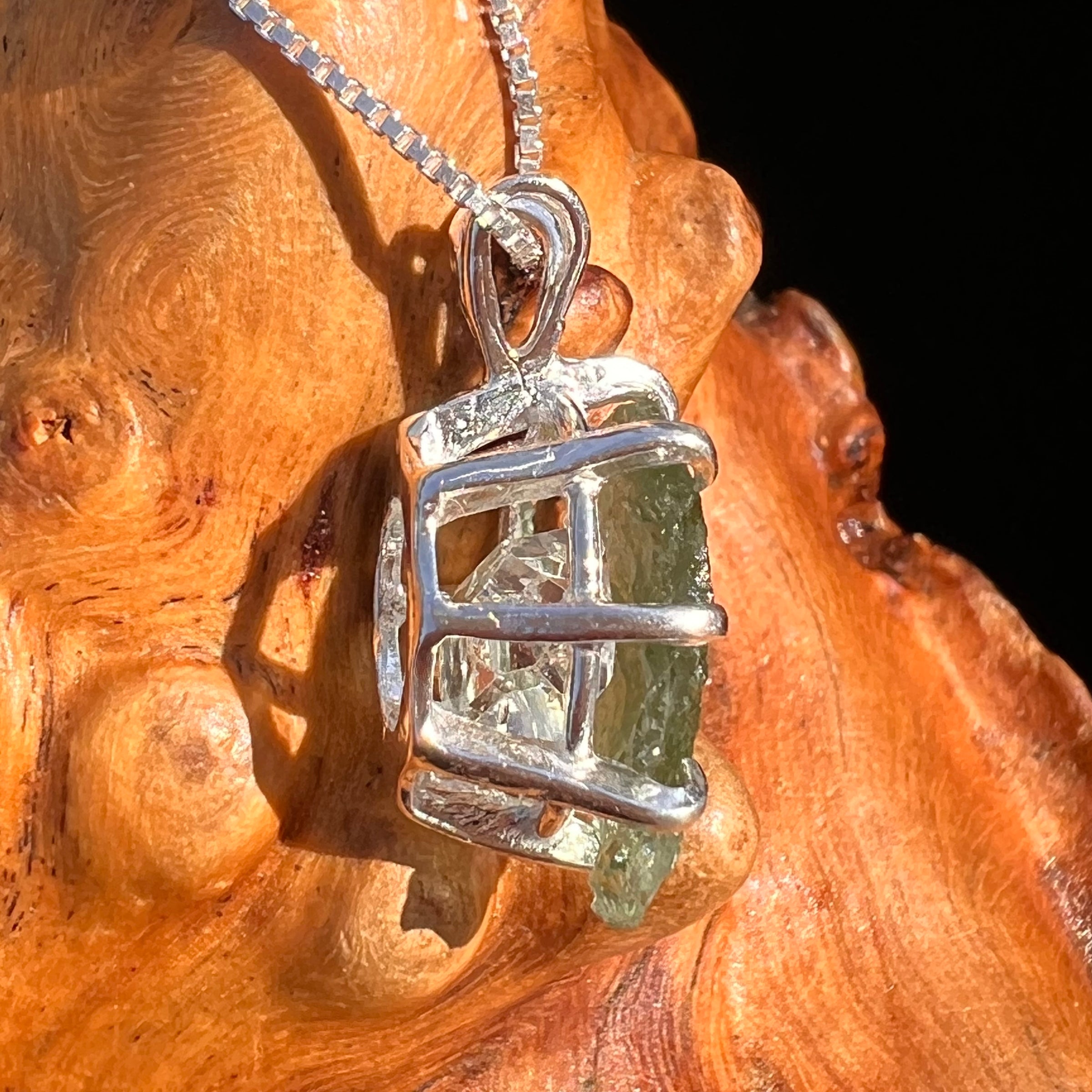 Moldavite & Herkimer Diamond Pendant Sterling #7530-Moldavite Life