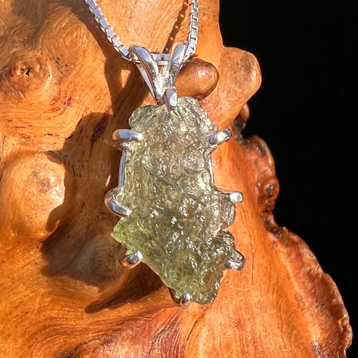 Moldavite & Herkimer Diamond Pendant Sterling #7531-Moldavite Life