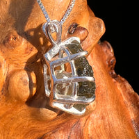 Moldavite & Herkimer Diamond Pendant Sterling #7531-Moldavite Life