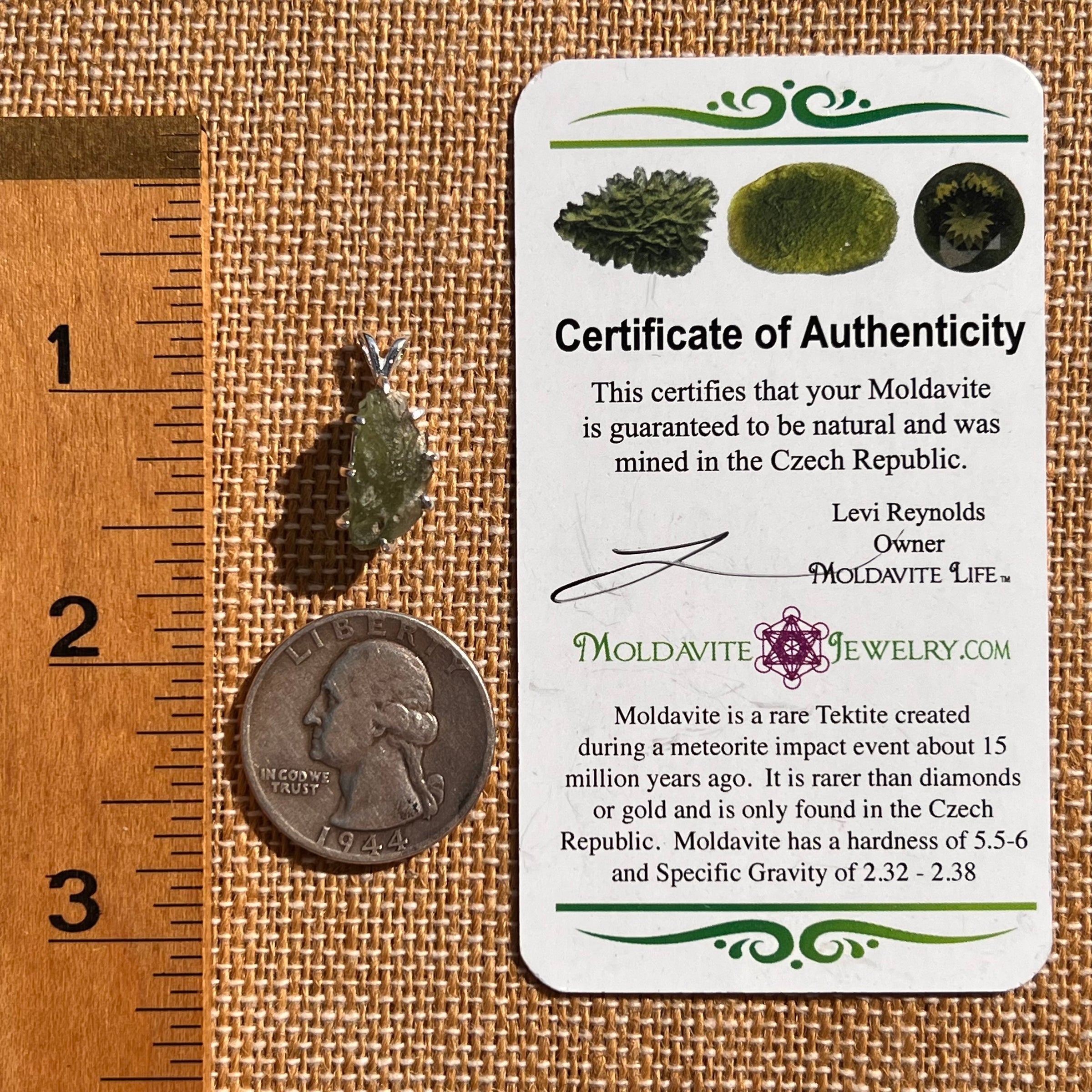 Moldavite & Herkimer Diamond Pendant Sterling #7532-Moldavite Life