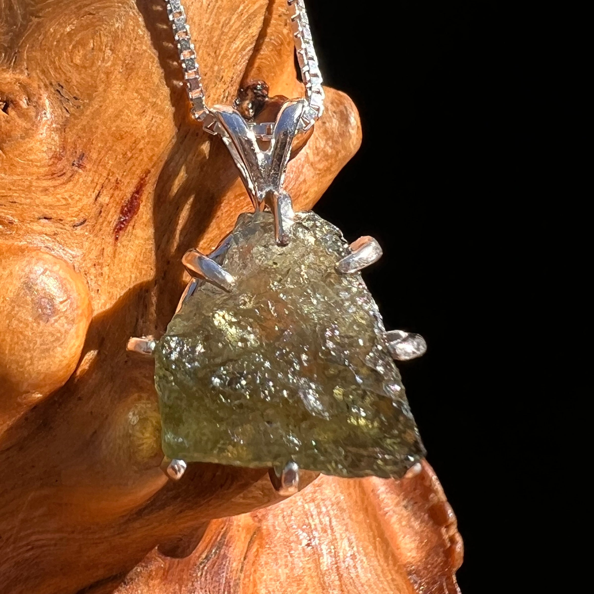 Moldavite & Herkimer Diamond Pendant Sterling #7650-Moldavite Life
