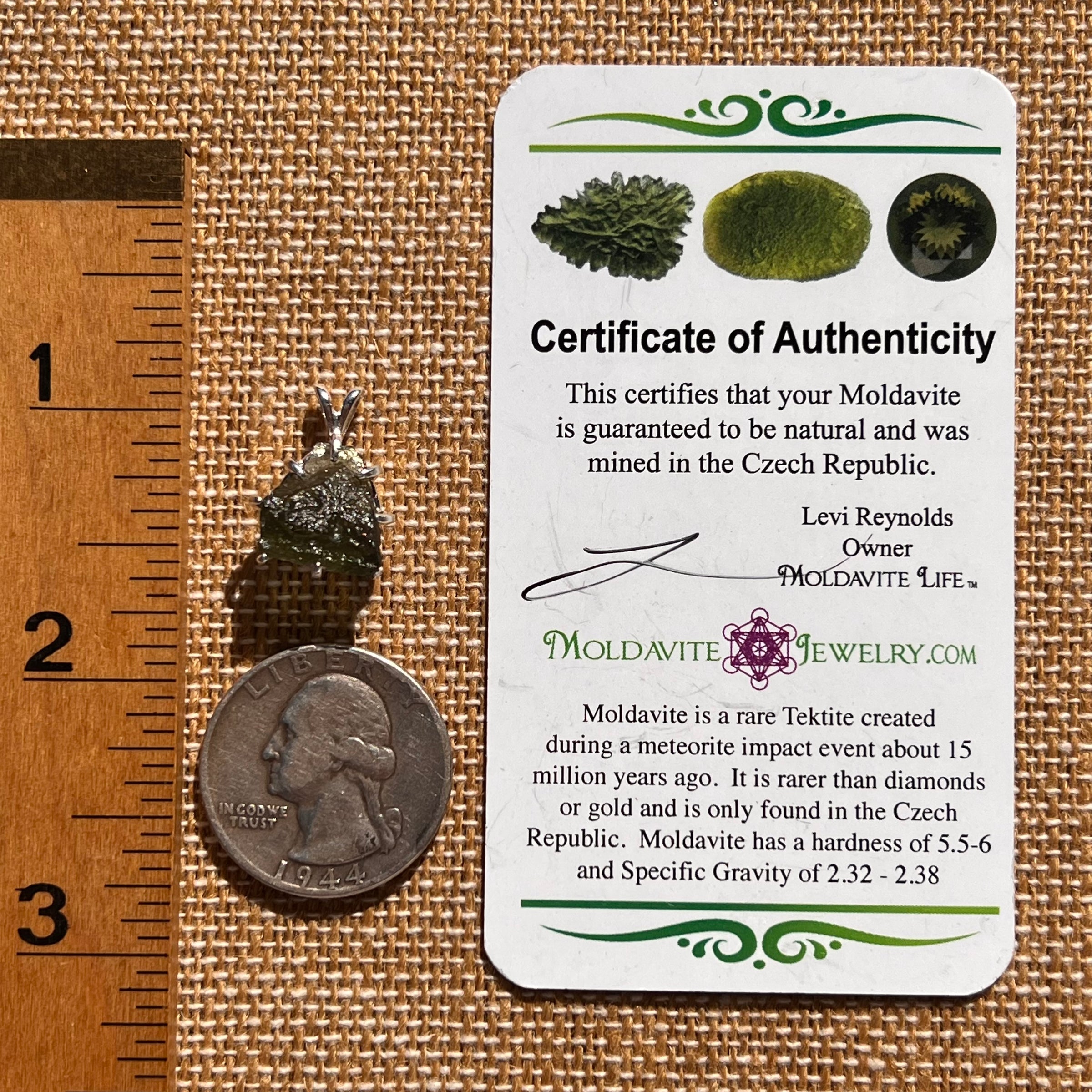 Moldavite & Herkimer Diamond Pendant Sterling #7650-Moldavite Life