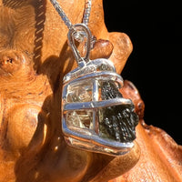 Moldavite & Herkimer Diamond Pendant Sterling #7650-Moldavite Life