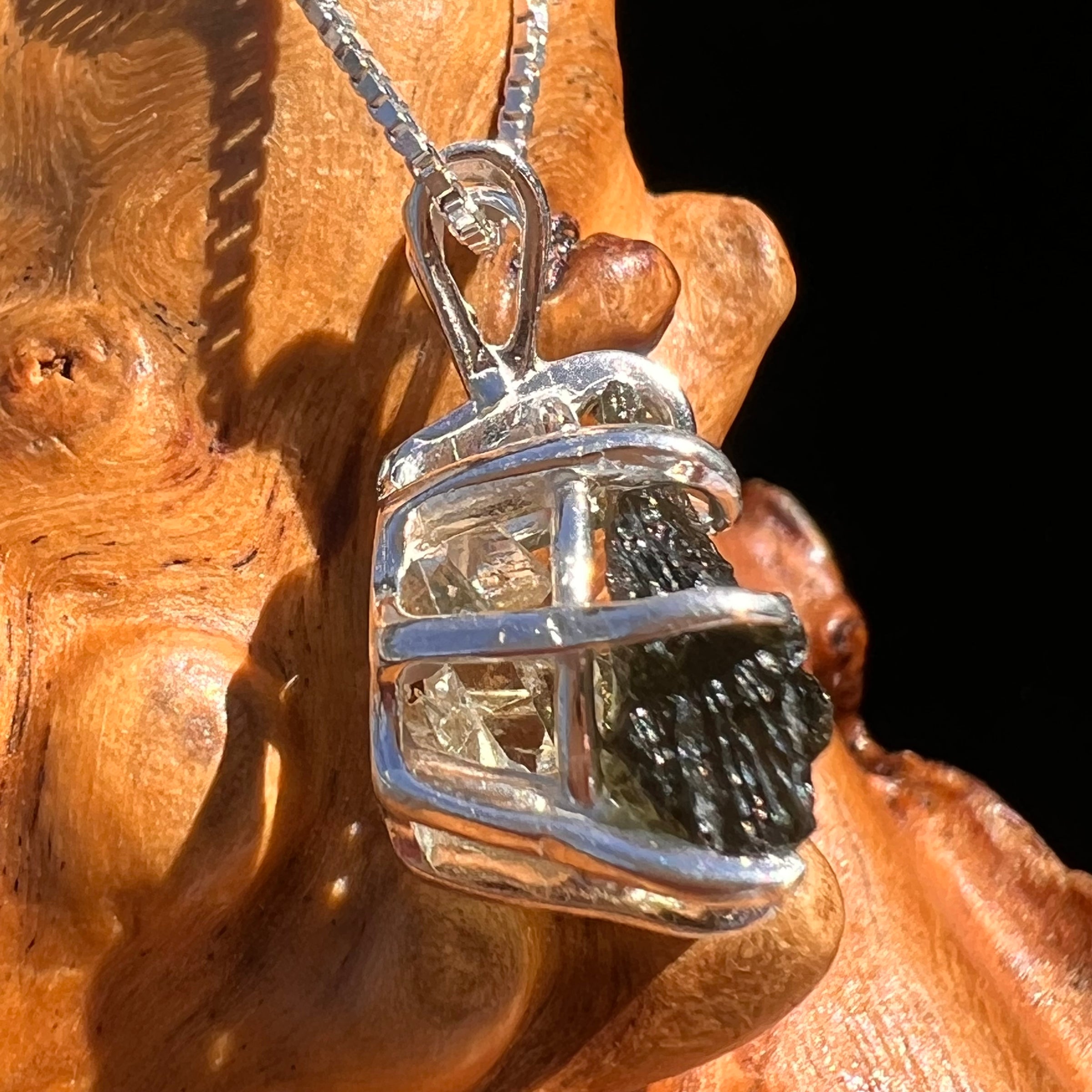 Moldavite & Herkimer Diamond Pendant Sterling #7650-Moldavite Life