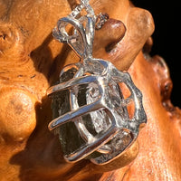 Moldavite & Herkimer Diamond Pendant Sterling #7651-Moldavite Life