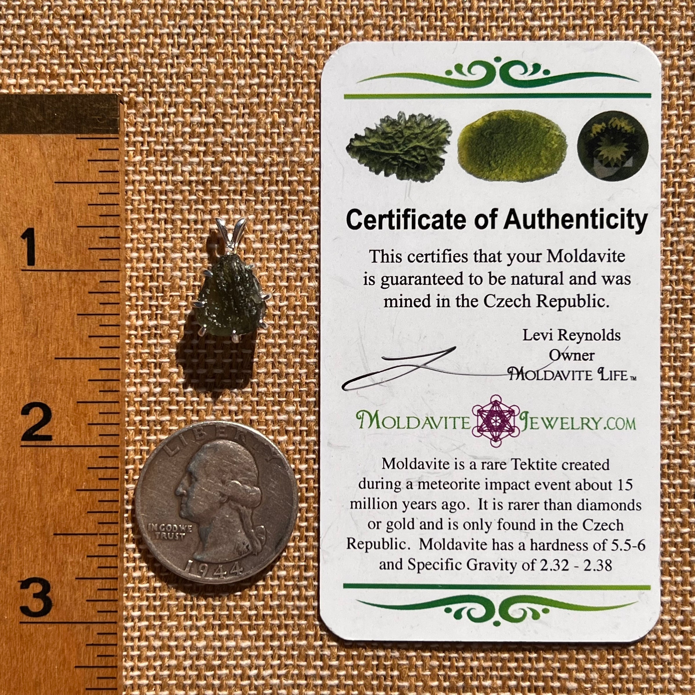 Moldavite & Herkimer Diamond Pendant Sterling #7651-Moldavite Life