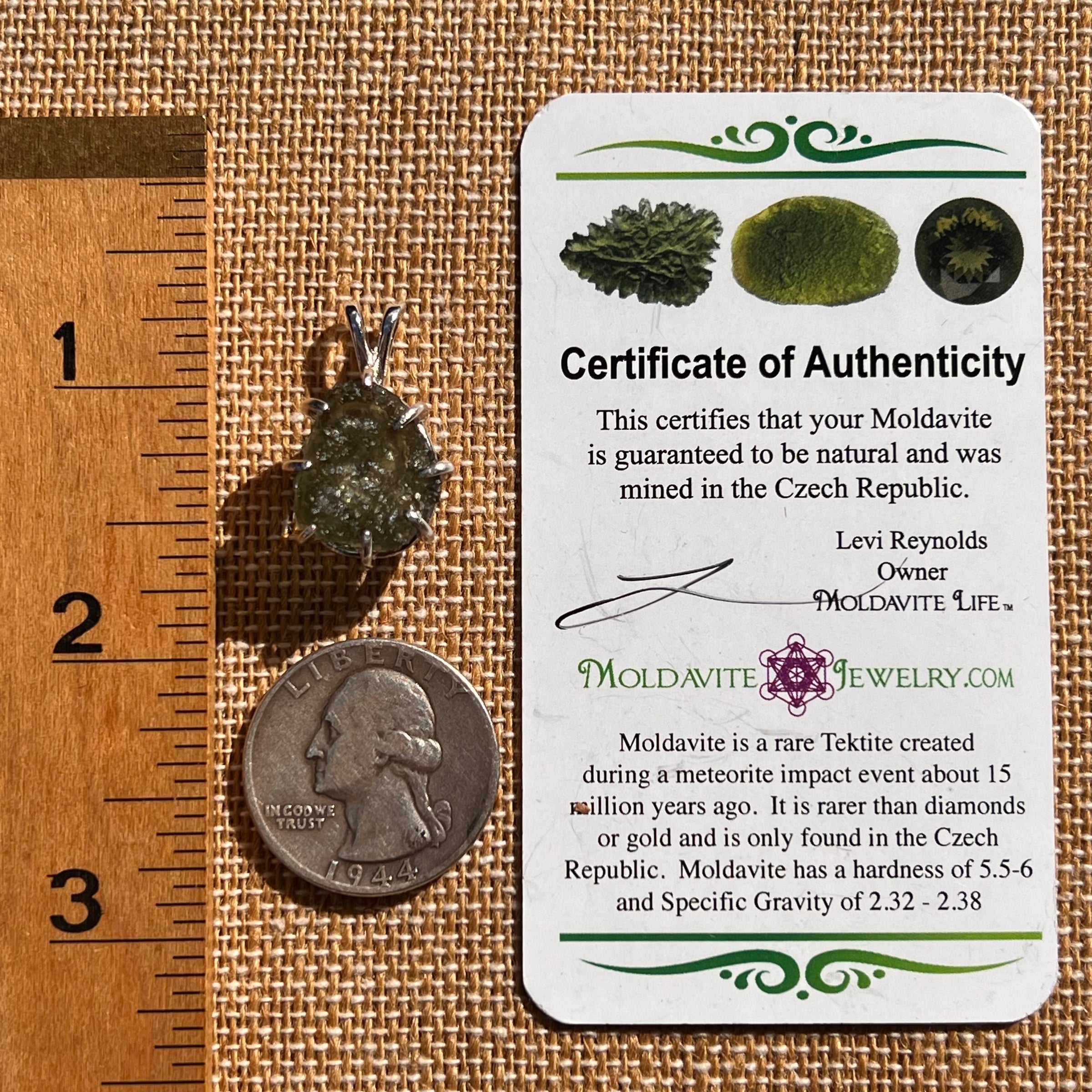 Moldavite & Herkimer Diamond Pendant Sterling #7845-Moldavite Life