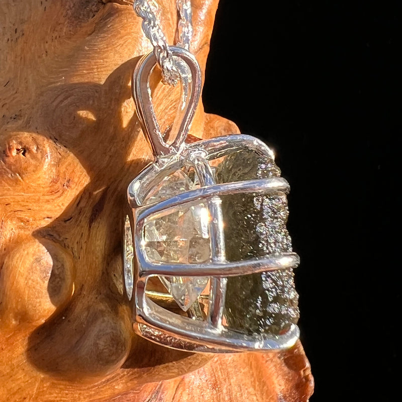 Moldavite & Herkimer Diamond Pendant Sterling #7845-Moldavite Life