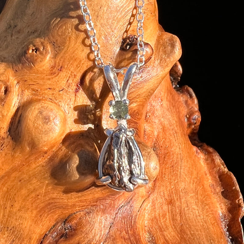 Moldavite & Meteorite Necklace Sterling Silver #7654-Moldavite Life