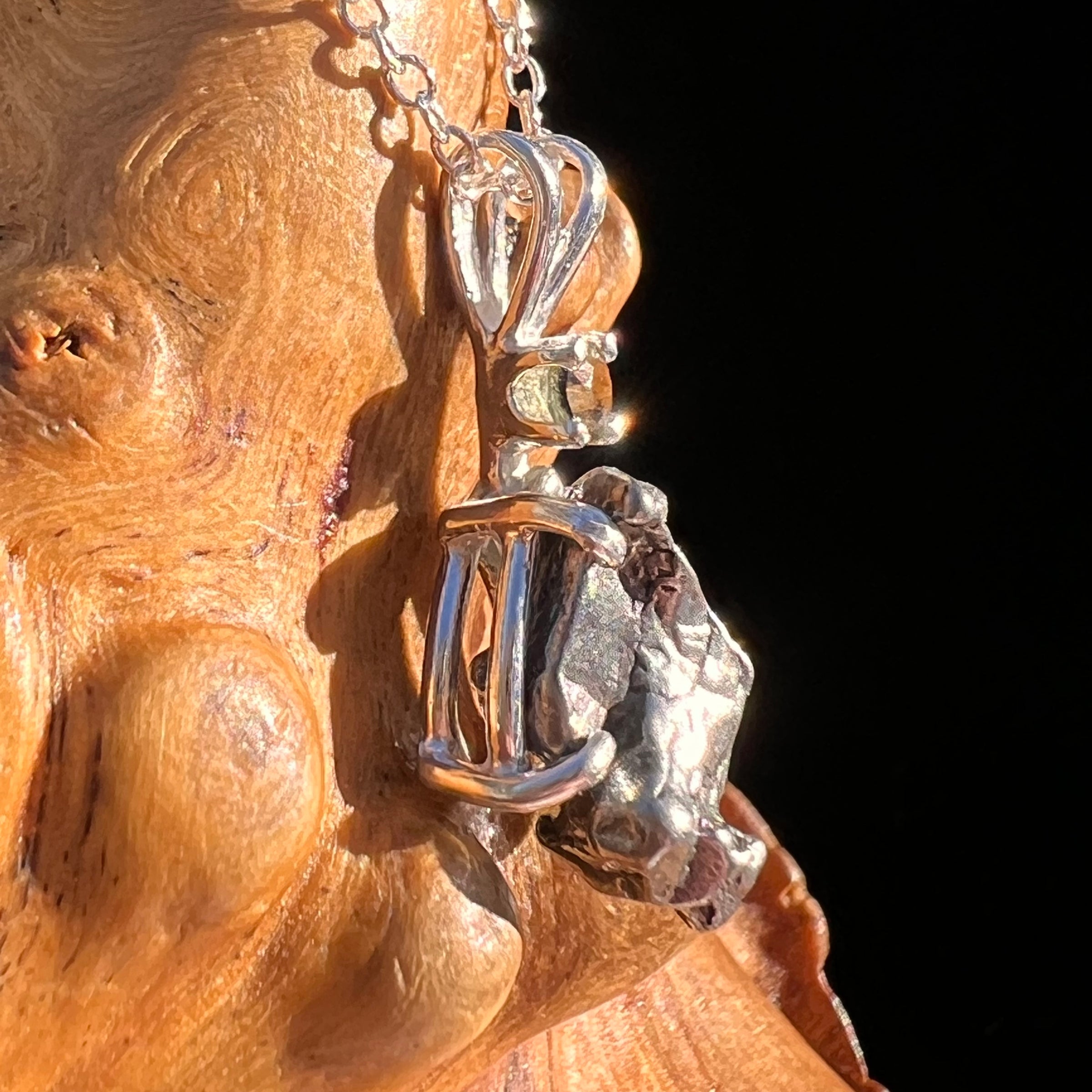 Moldavite & Meteorite Necklace Sterling Silver #7655-Moldavite Life