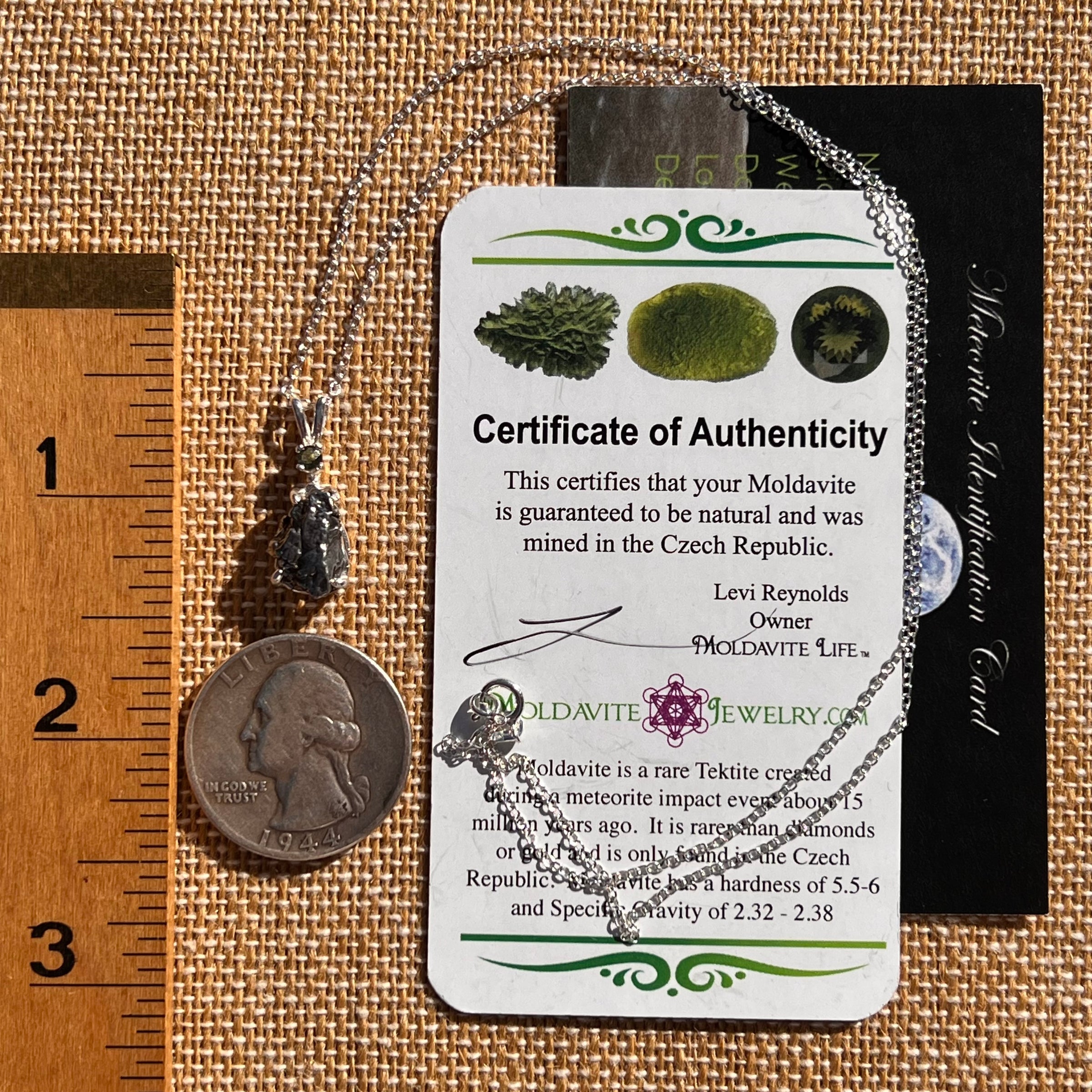 Moldavite & Meteorite Necklace Sterling Silver #7657-Moldavite Life