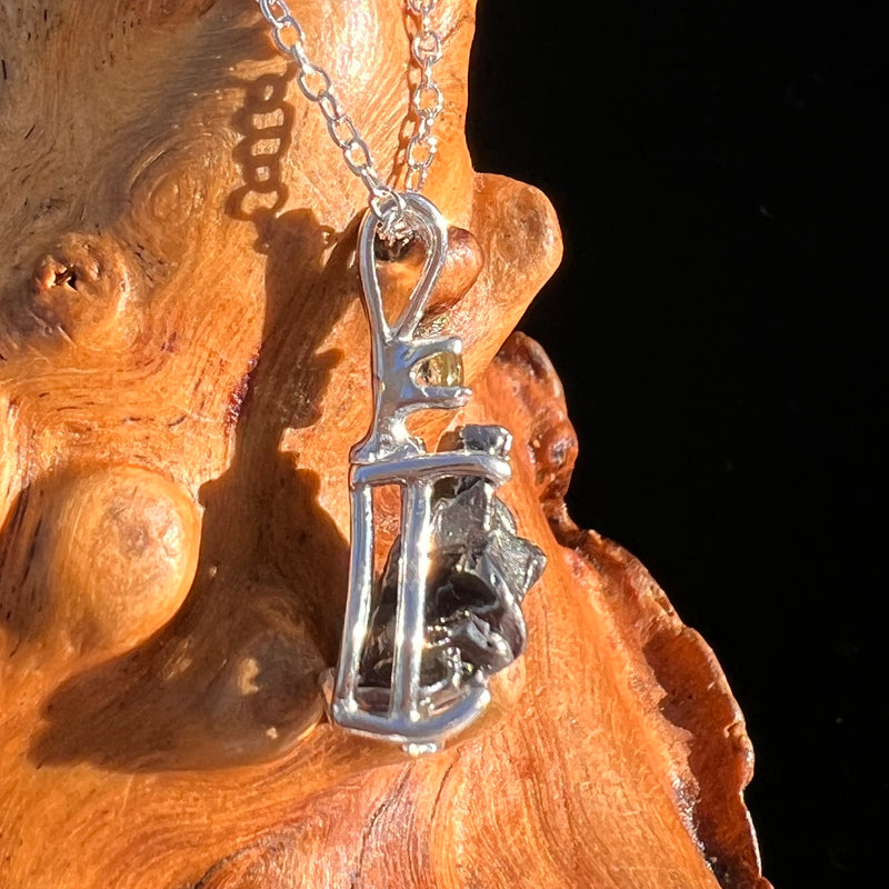 Moldavite & Meteorite Necklace Sterling Silver #7658-Moldavite Life