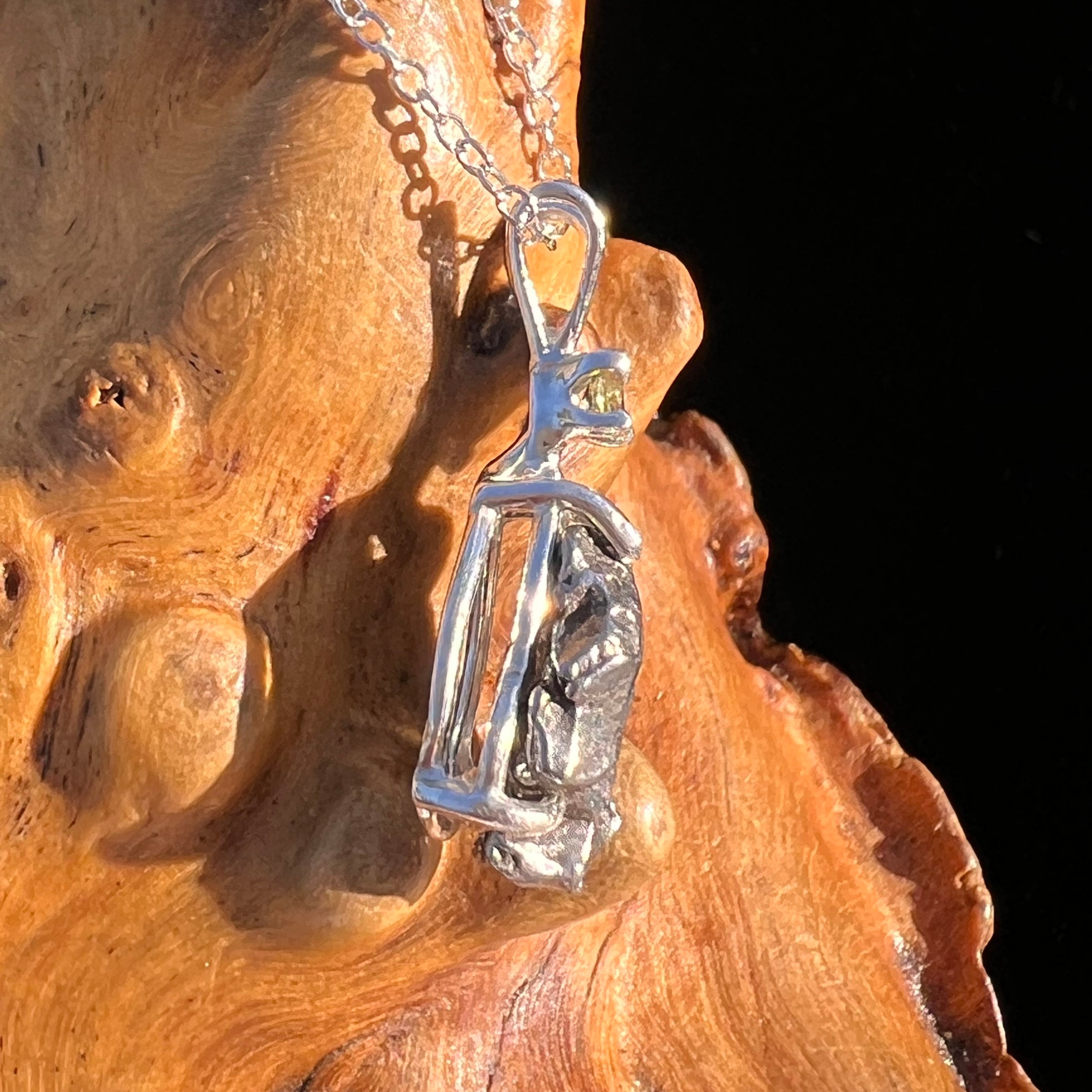 Moldavite & Meteorite Necklace Sterling Silver #7661-Moldavite Life