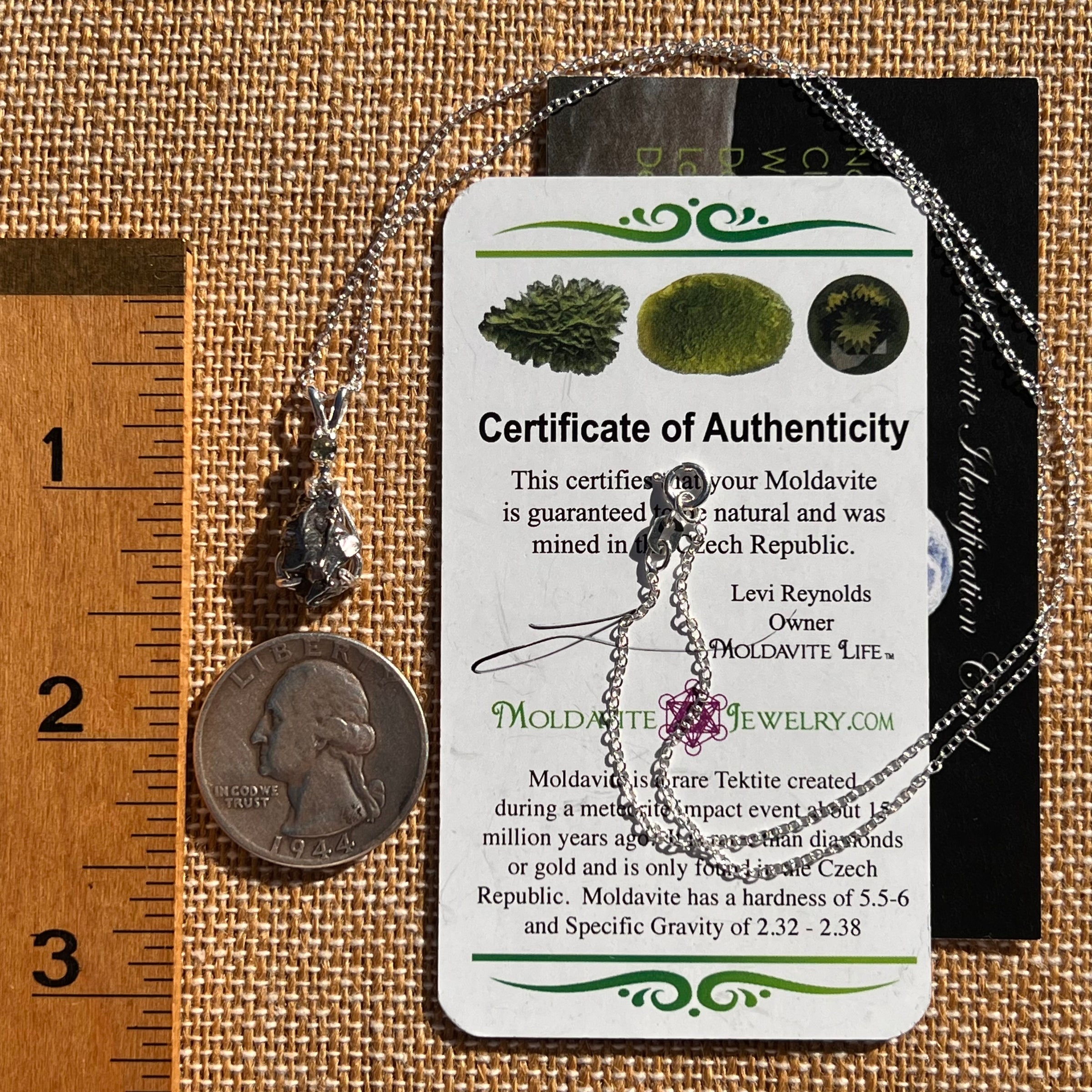 Moldavite & Meteorite Necklace Sterling Silver #7661-Moldavite Life