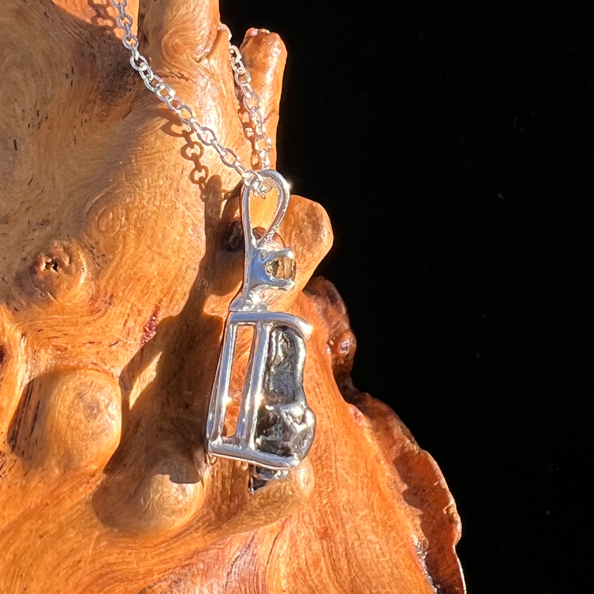 Moldavite & Meteorite Necklace Sterling Silver #7665-Moldavite Life