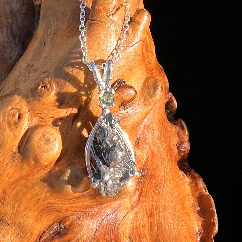 Moldavite & Meteorite Necklace Sterling Silver #7666-Moldavite Life