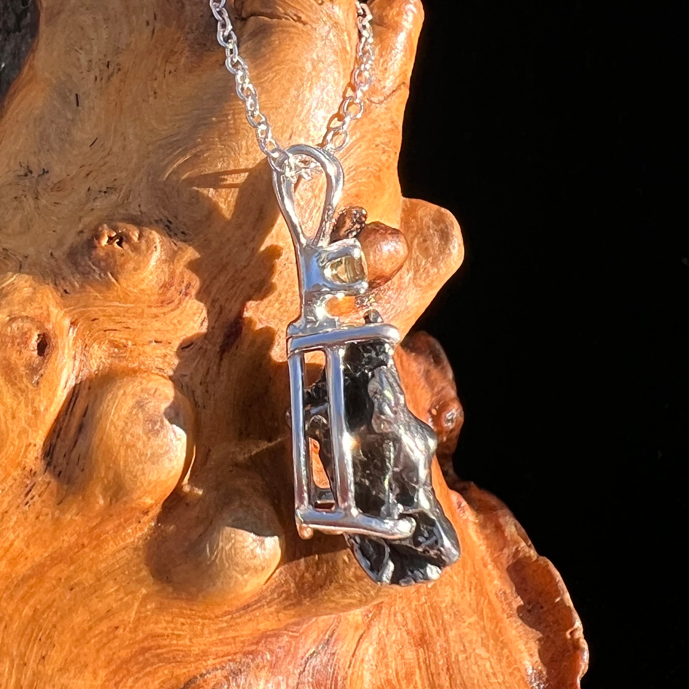 Moldavite & Meteorite Necklace Sterling Silver #7667-Moldavite Life