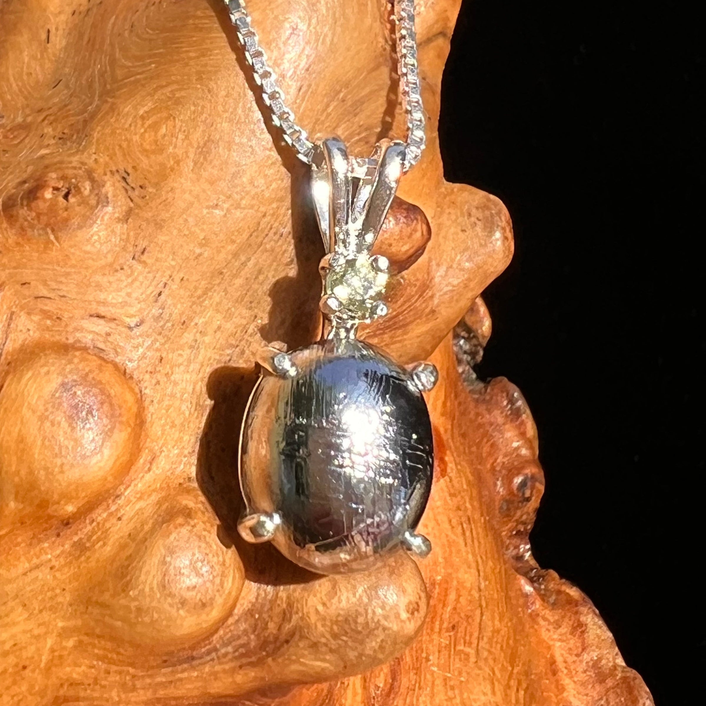 Moldavite & Muonionalusta Meteorite Pendant Sterling #6754-Moldavite Life
