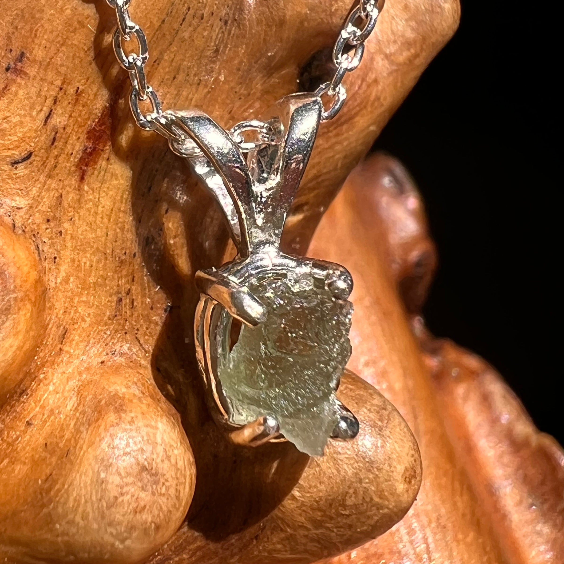 Moldavite Necklace Sterling Silver #7200-Moldavite Life