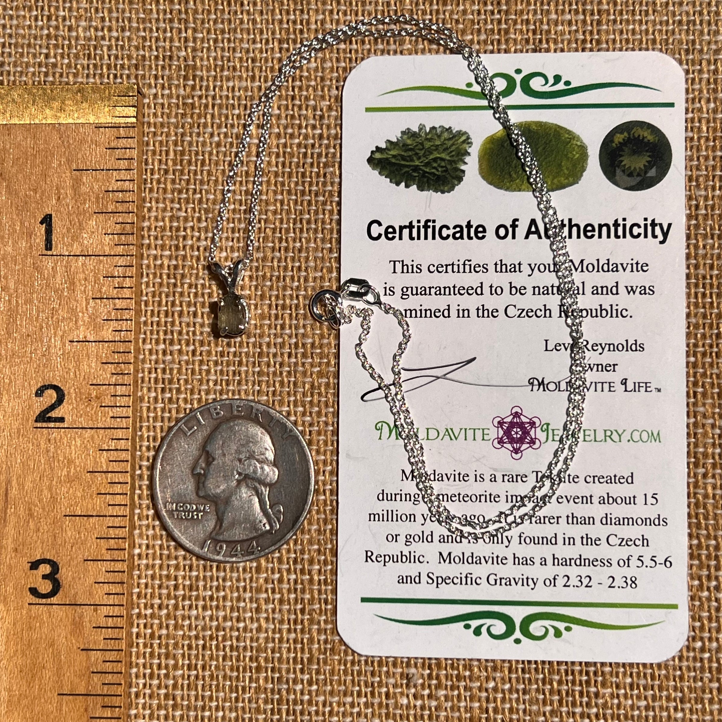 Moldavite Necklace Sterling Silver #7201-Moldavite Life