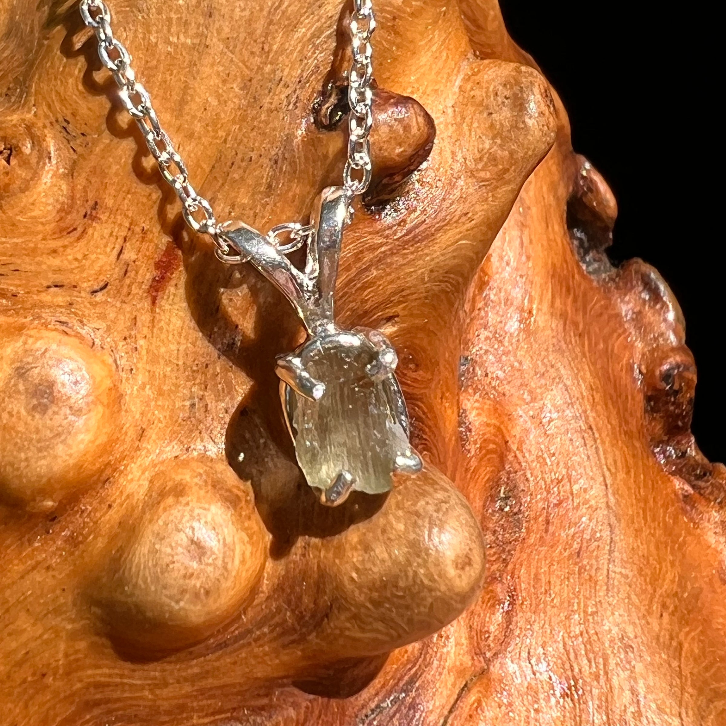 Moldavite Necklace Sterling Silver #7201-Moldavite Life