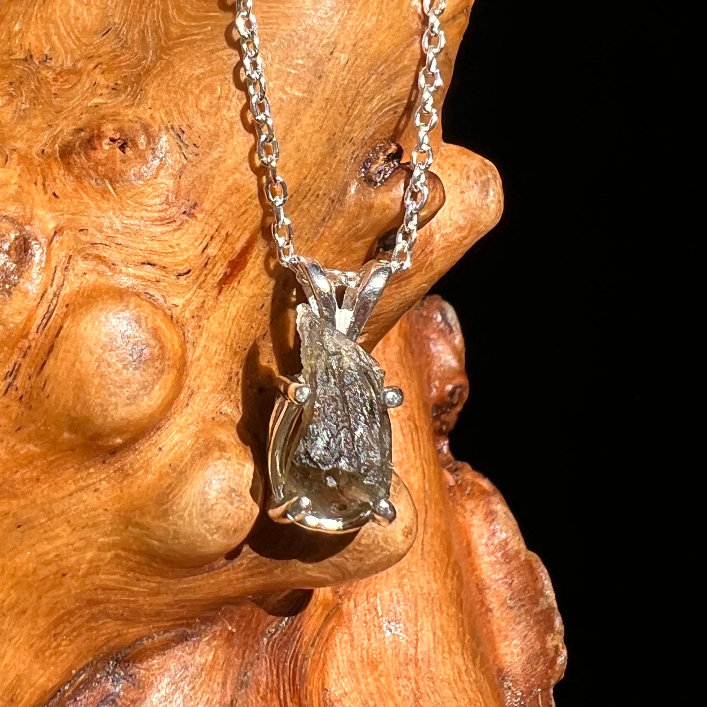 Moldavite Necklace Sterling Silver #7218-Moldavite Life