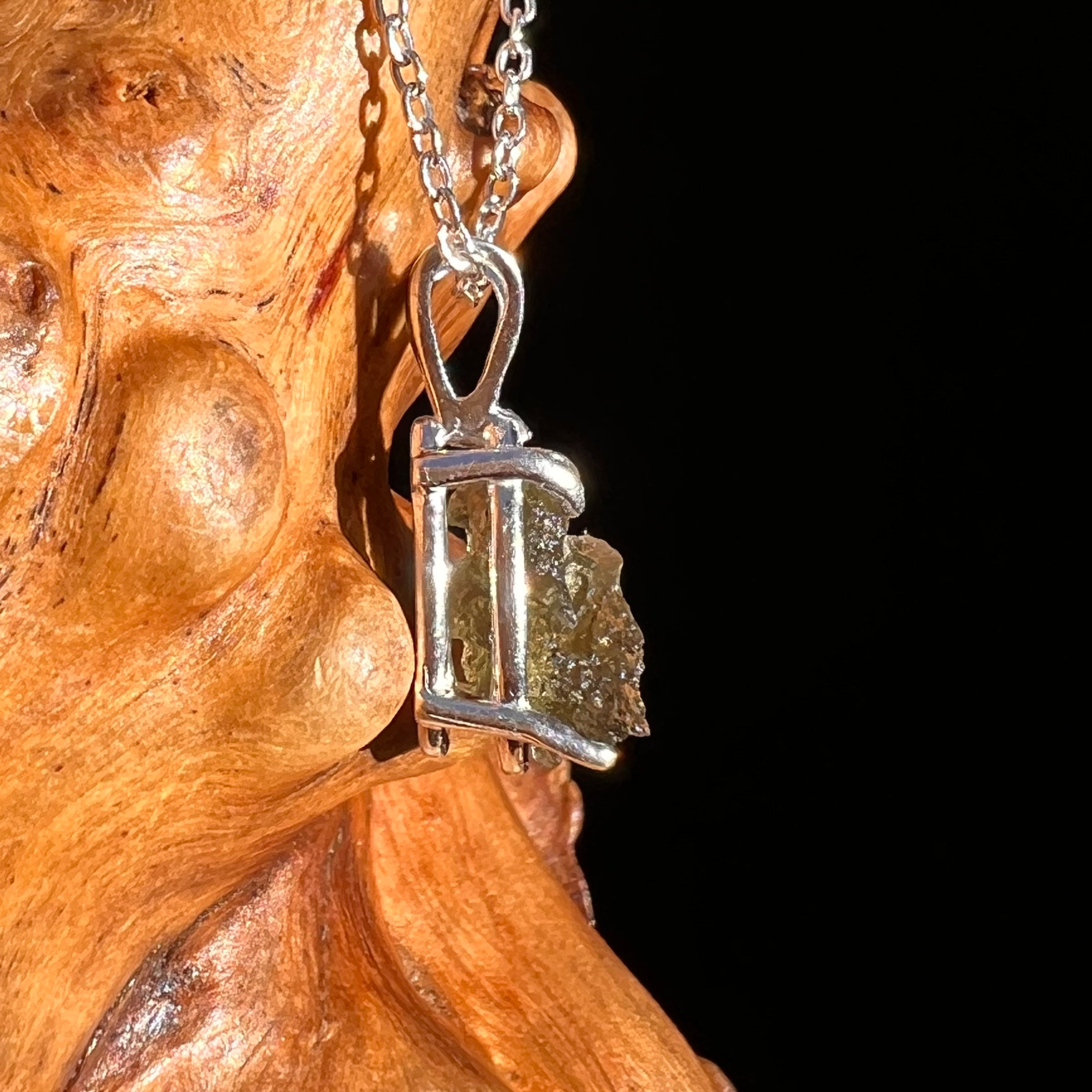 Moldavite Necklace Sterling Silver #7448-Moldavite Life