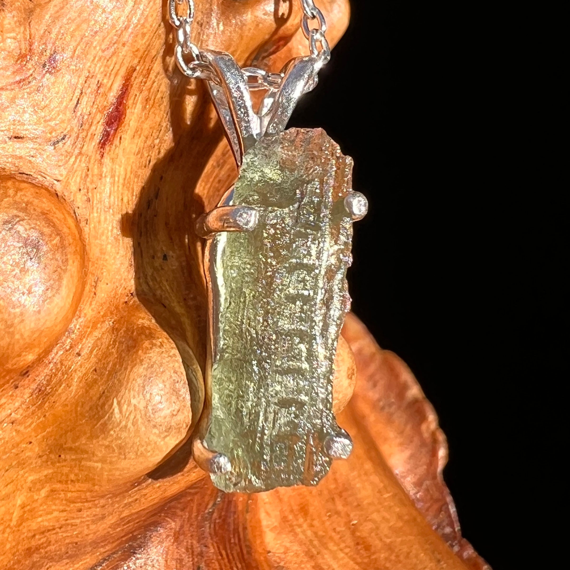 Moldavite Necklace Sterling Silver #7451-Moldavite Life