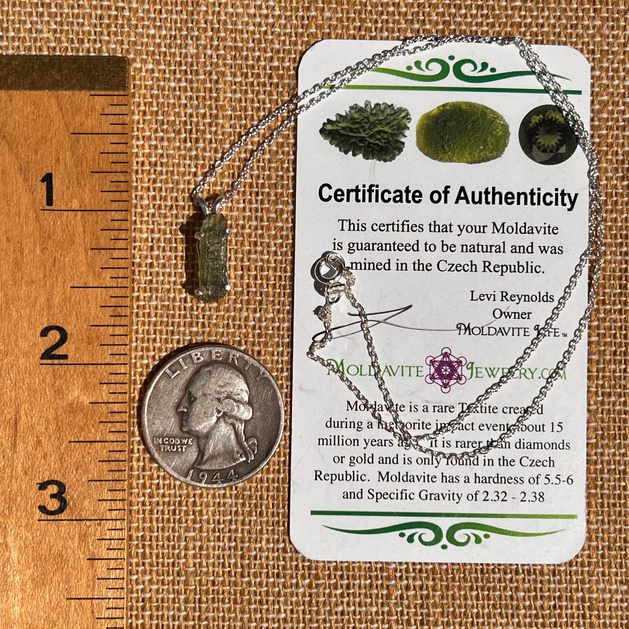 Moldavite Necklace Sterling Silver #7451-Moldavite Life