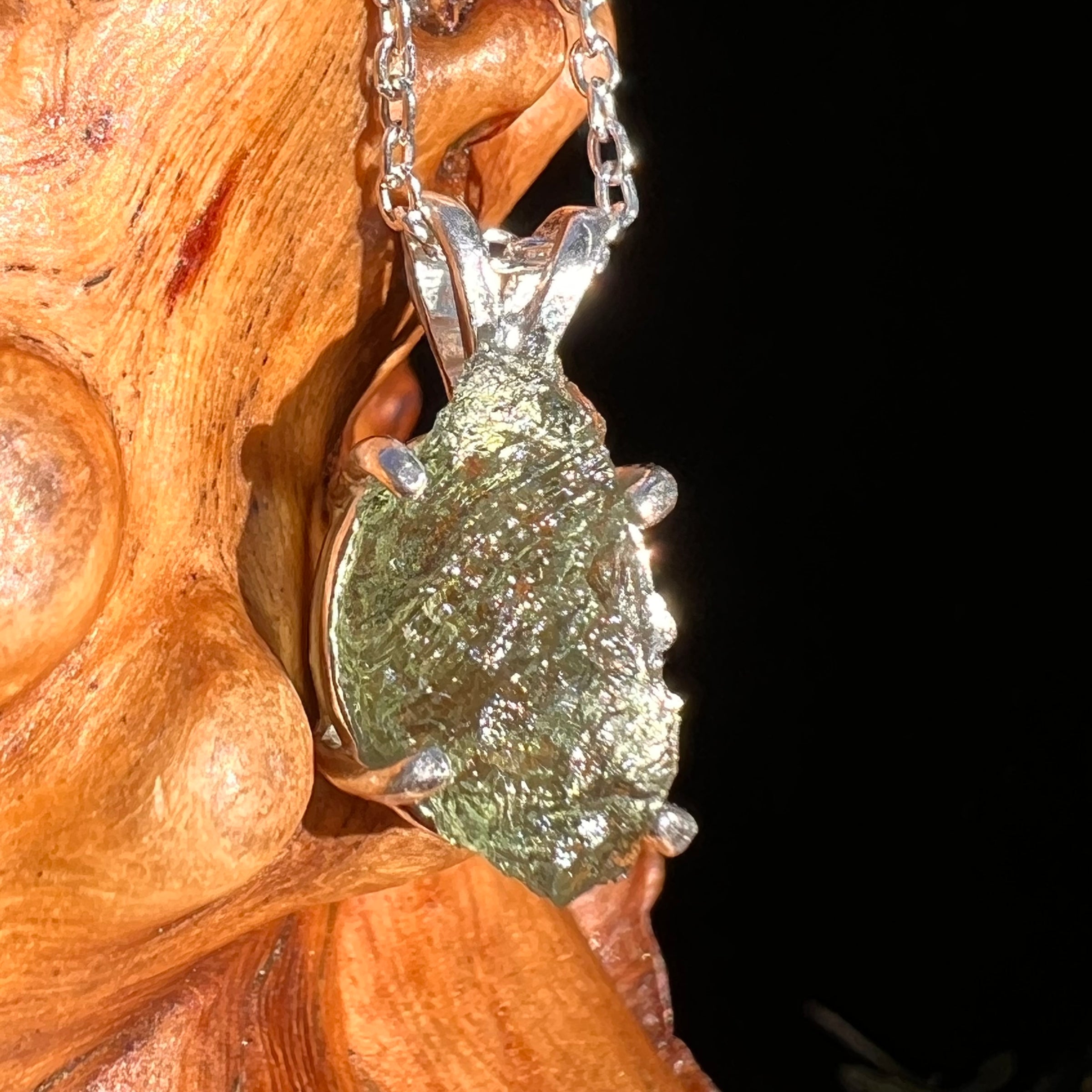 Moldavite Necklace Sterling Silver #7455-Moldavite Life