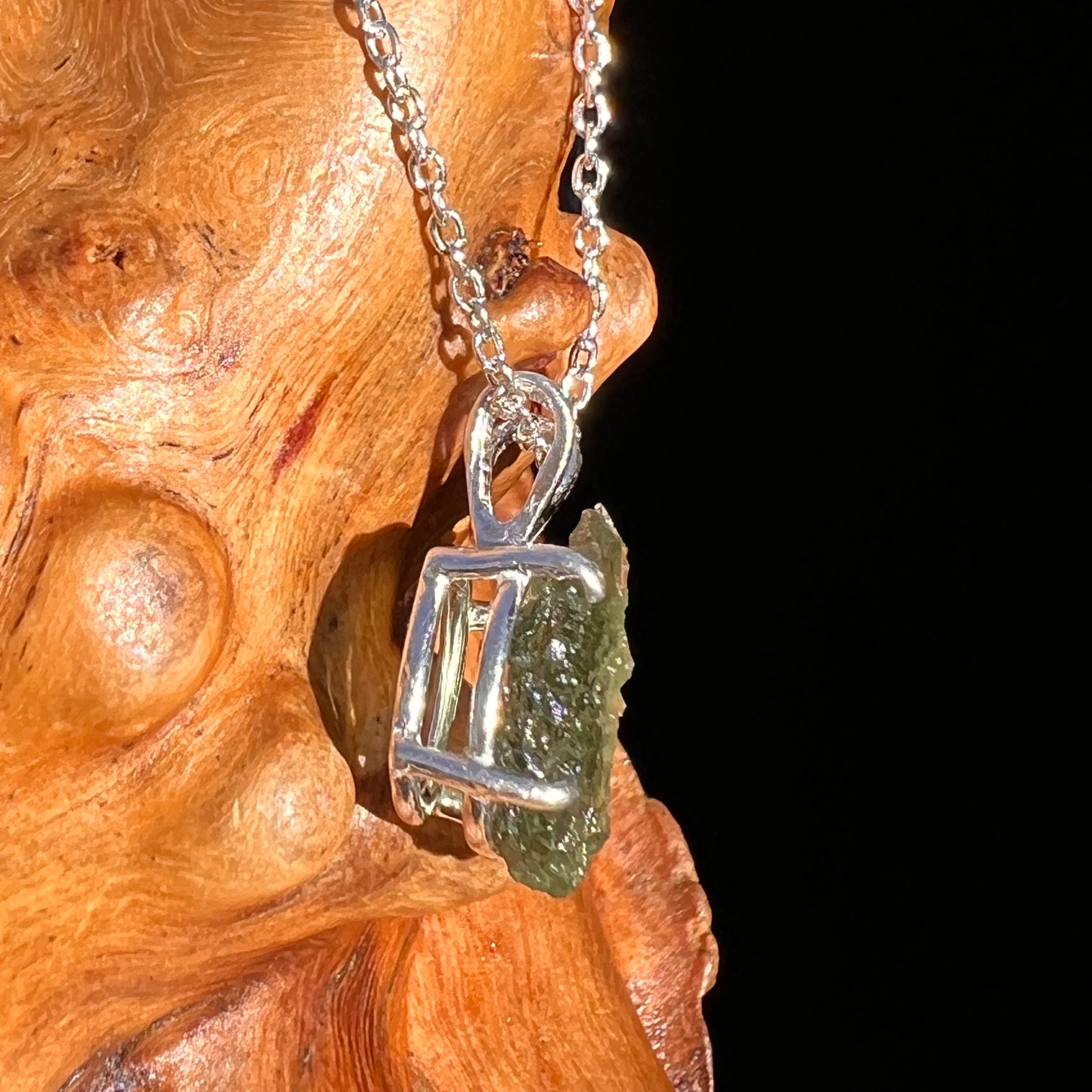 Moldavite Necklace Sterling Silver #7455-Moldavite Life