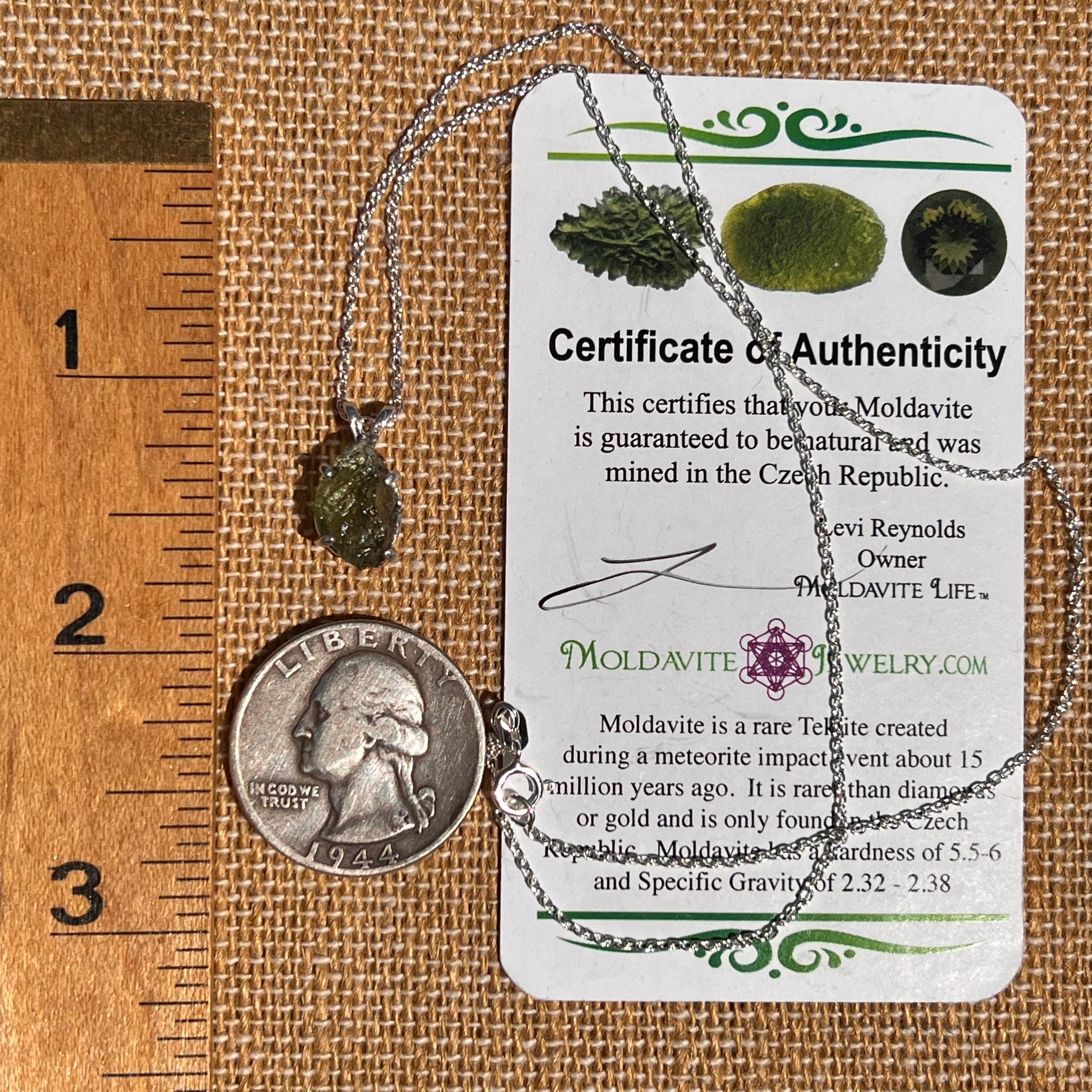 Moldavite Necklace Sterling Silver #7455-Moldavite Life
