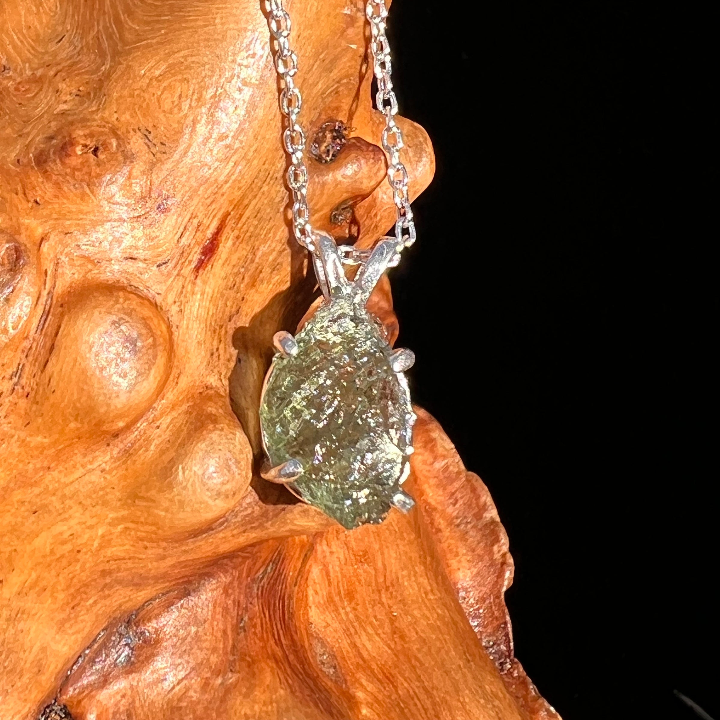 Moldavite Necklace Sterling Silver #7455-Moldavite Life