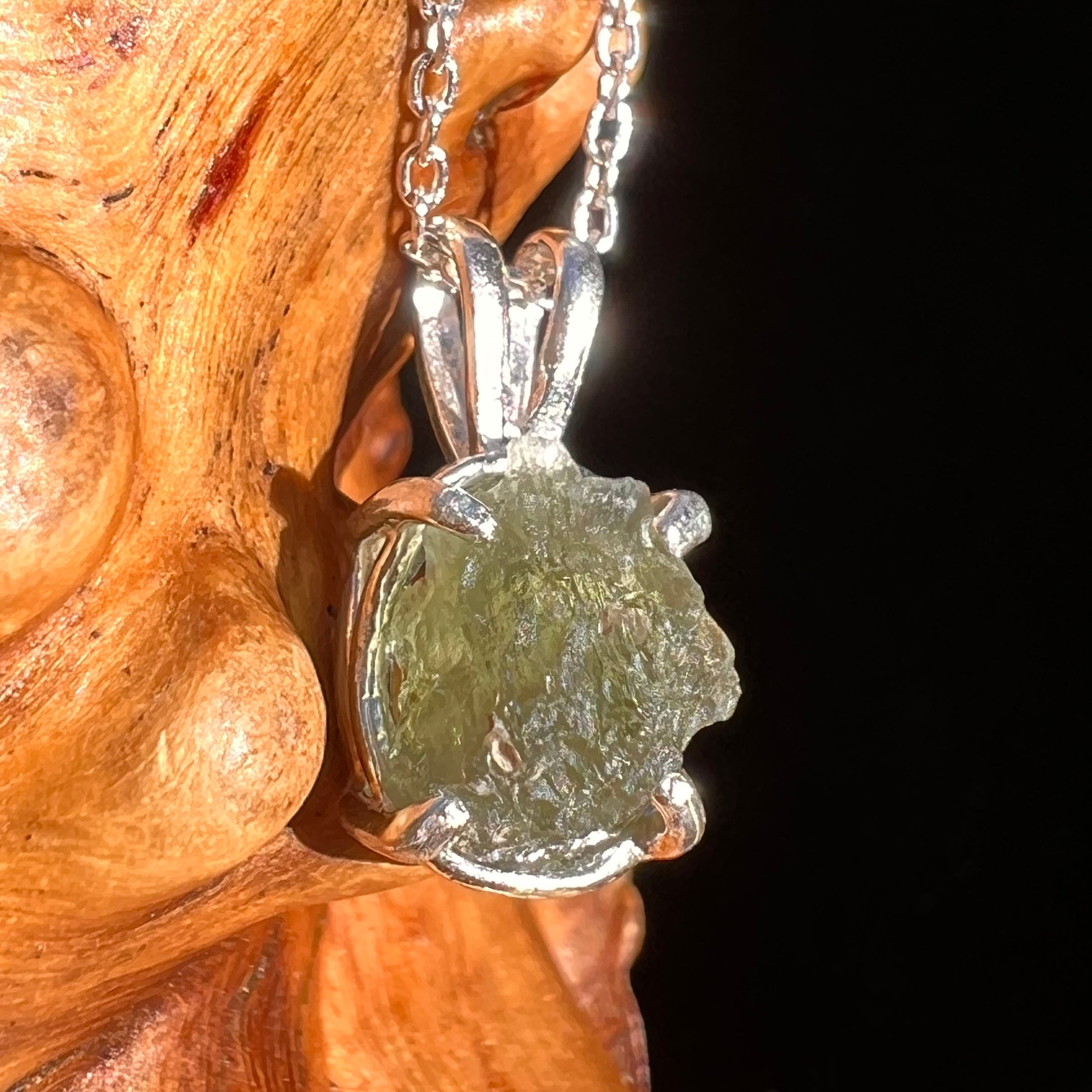 Moldavite Necklace Sterling Silver #7456-Moldavite Life