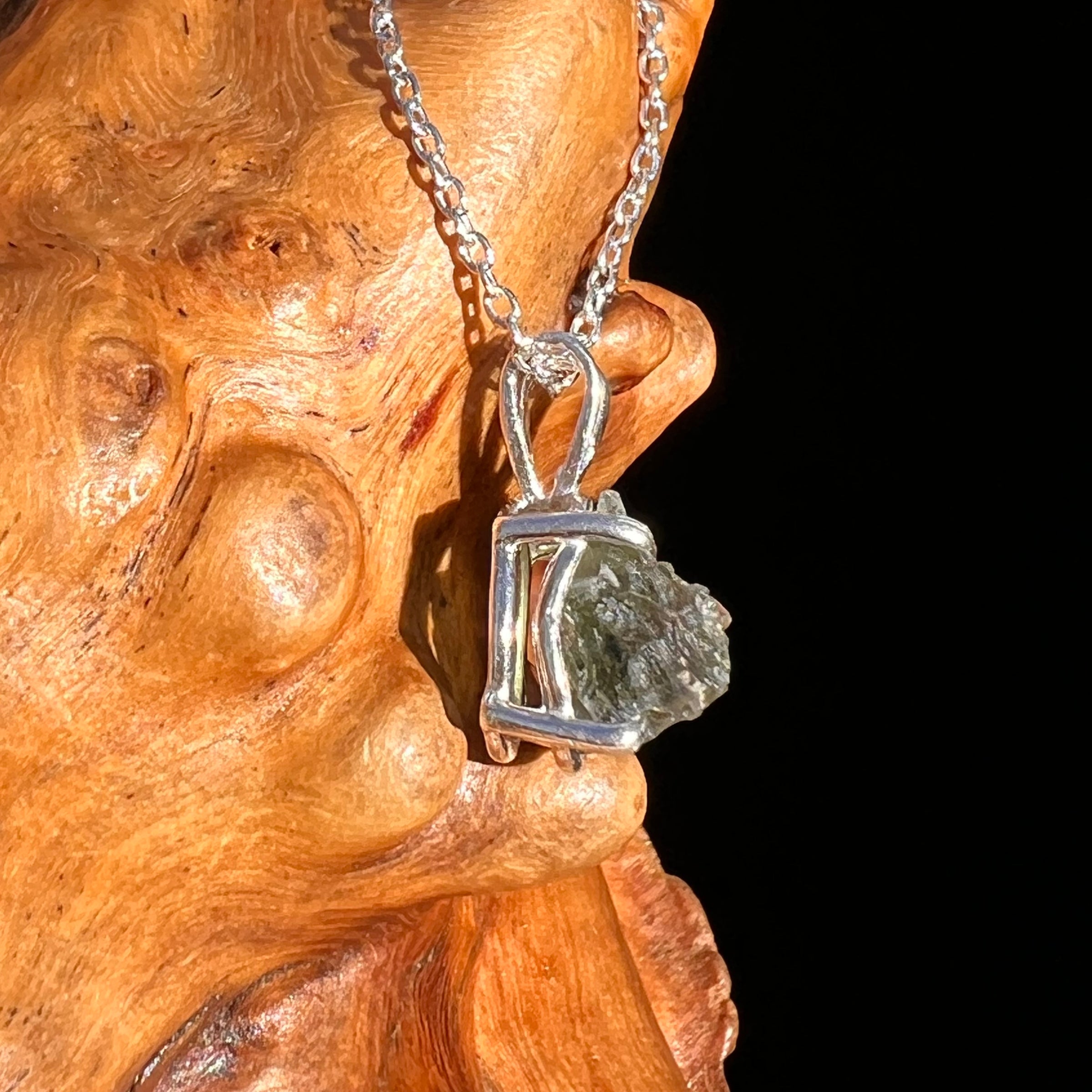Moldavite Necklace Sterling Silver #7456-Moldavite Life